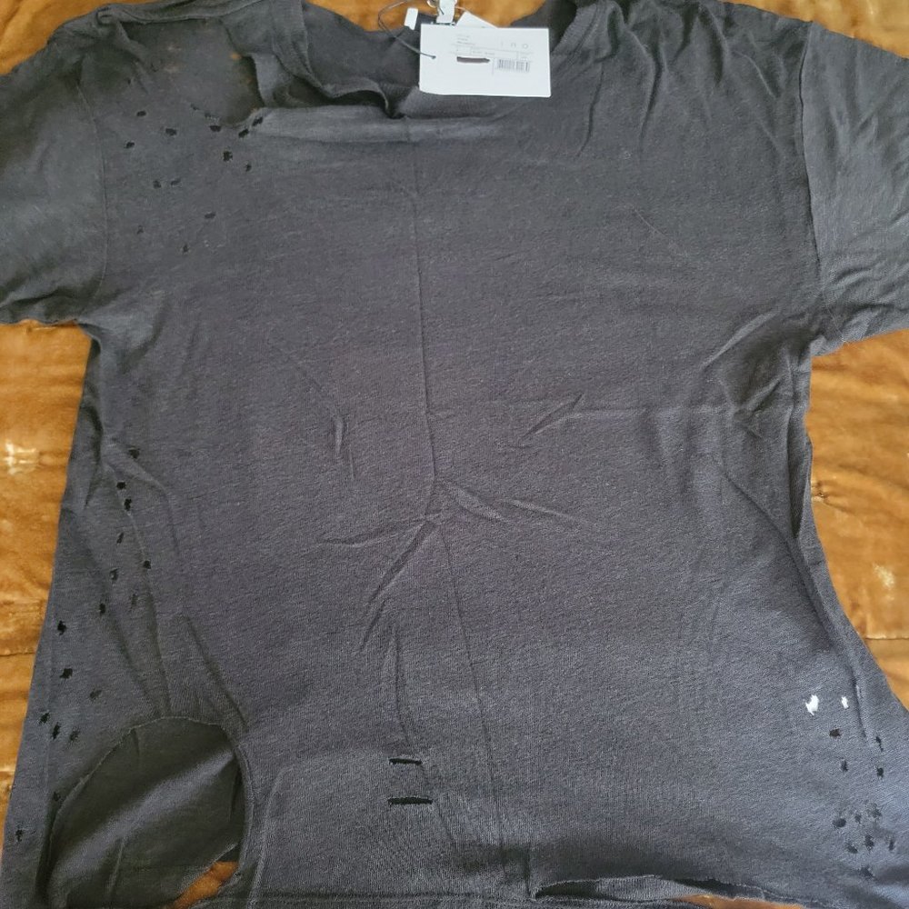 IRO Distressed Black Linen Shirt
